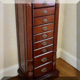F29. 8 drawer jewelry cabinet 43”h x 18” w x 12”d - $175
